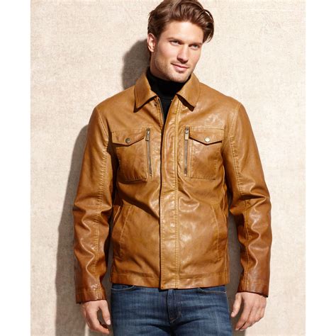 michael kors faux-leather jacket for men|michael kors down jacket men's.